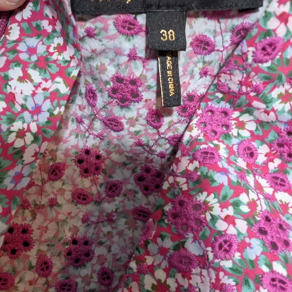 💘 Maje Floral embroidered lace print short puff sleeve dress 38 - Picture 10 of 13